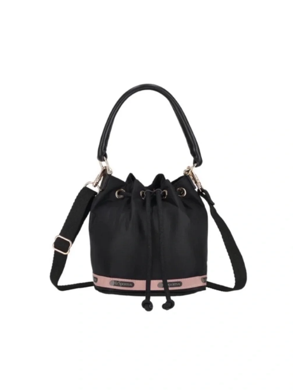 LeSportsac Atelier SMALL DRAWSTRING BAG Black and Pink Bag